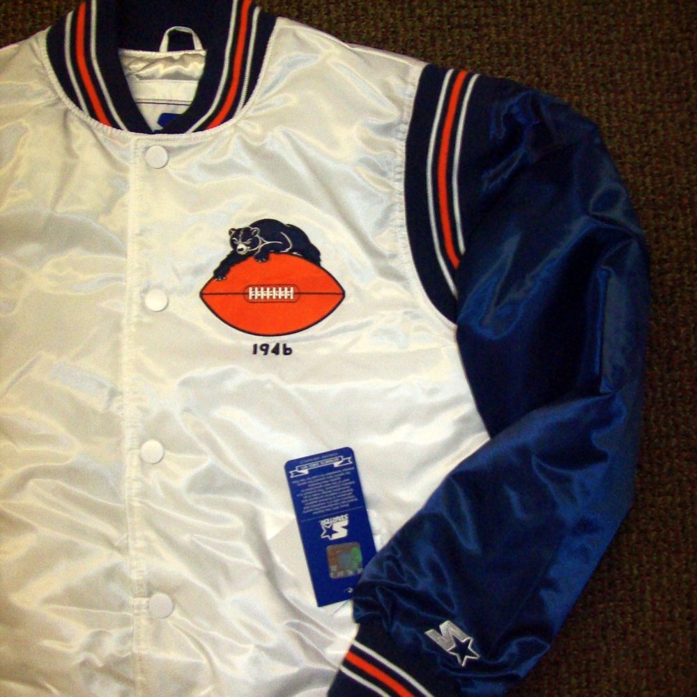 CHICAGO BEARS Starter WHITE & BLUE Jacket 3X 4X - Picture 2 of 12